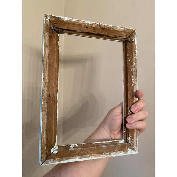 Rustic Light Teal Wooden Antique Frame With Distressed Finish - Picture 2 of 6
